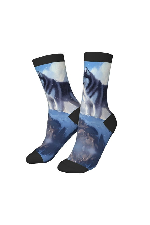 Kids Girls Boys Socks - Snow Mountain Alaskan Sled Dog Comfort Breathable Crew Socks for Boys Girls Kids, Soft Athletic Running Socks for Boys Socks 6-10 Years Old
