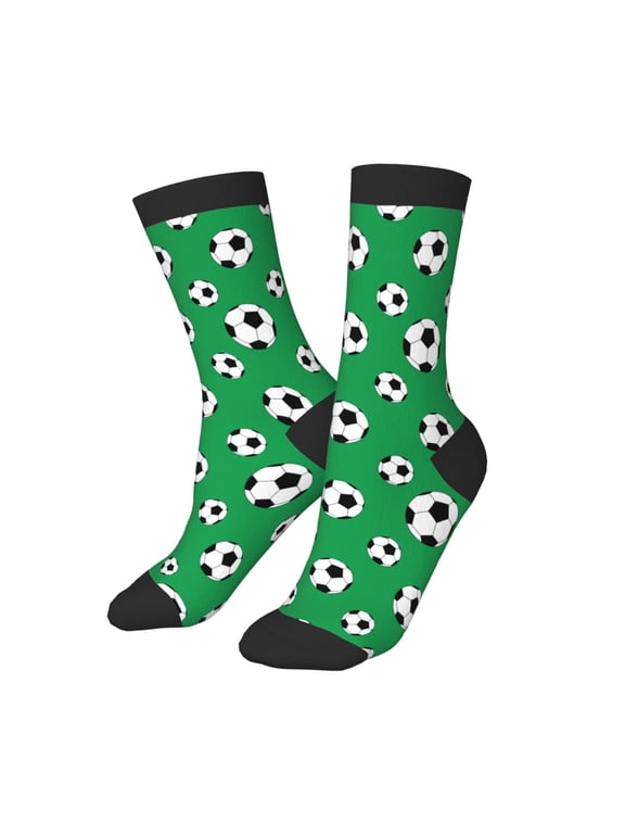 Kids Girls Boys Socks - Soccer balls green cute Comfort Breathable Crew Socks for Boys Girls Kids, Soft Athletic Running Socks for Boys Socks 6-10 Years Old