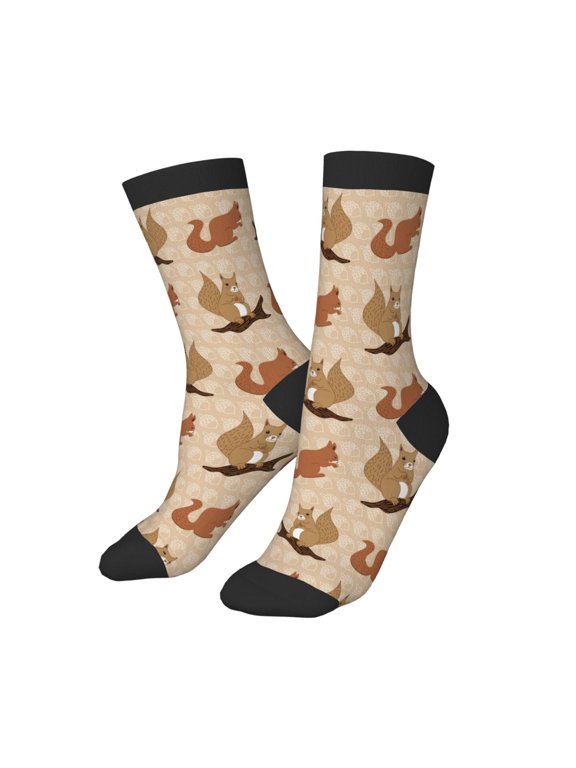 Kids Girls Boys Socks - Squirrel nut backgrounds Comfort Breathable Crew Socks for Boys Girls Kids, Soft Athletic Running Socks for Boys Socks 6-10 Years Old