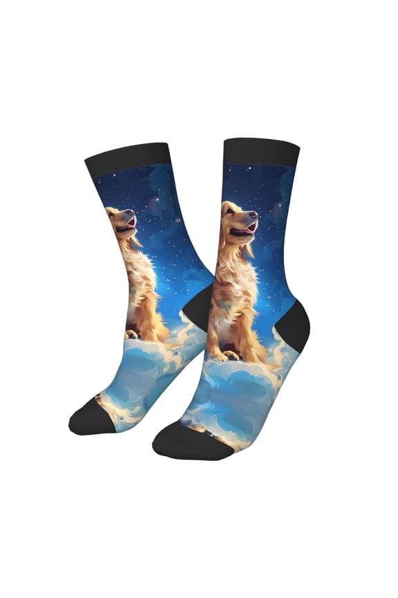 Kids Girls Boys Socks - Starry Sky Cloud Dog Comfort Breathable Crew Socks for Boys Girls Kids, Soft Athletic Running Socks for Boys Socks 6-10 Years Old