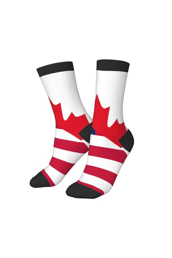 Kids Girls Boys Socks - USA Canada Flag Comfort Breathable Crew Socks for Boys Girls Kids, Soft Athletic Running Socks for Boys Socks 6-10 Years Old