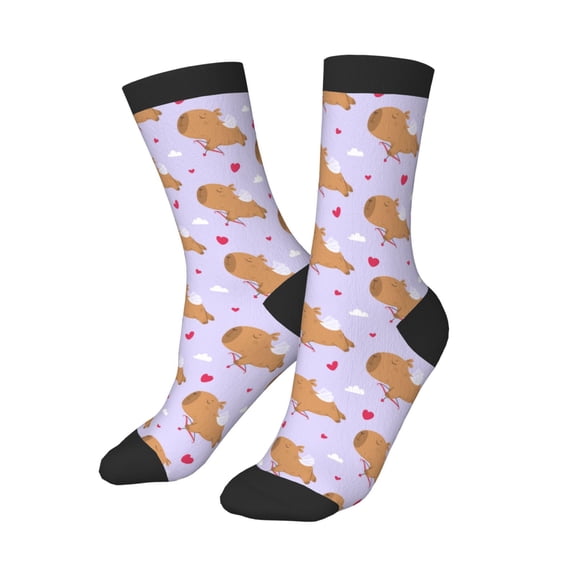 Kids Girls Boys Socks - Valentine's Day Capybaras Comfort Breathable Crew Socks for Boys Girls Kids, Soft Athletic Running Socks for Boys Socks 6-10 Years Old