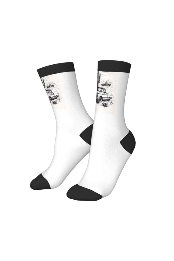 Kids Girls Boys Socks - Vintage Cactus Pickup Comfort Breathable Crew Socks for Boys Girls Kids, Soft Athletic Running Socks for Boys Socks 6-10 Years Old