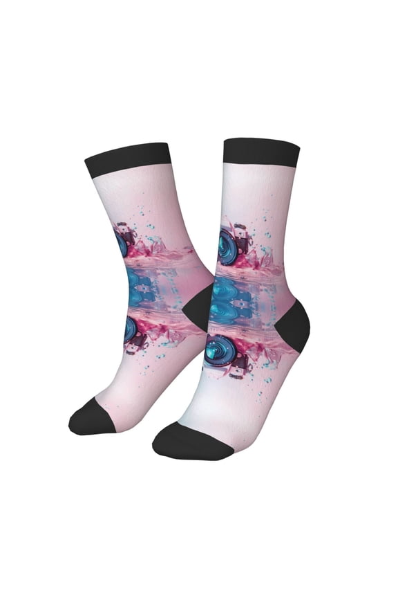 Kids Girls Boys Socks - Vintage Camera Splash Art Comfort Breathable Crew Socks for Boys Girls Kids, Soft Athletic Running Socks for Boys Socks 6-10 Years Old