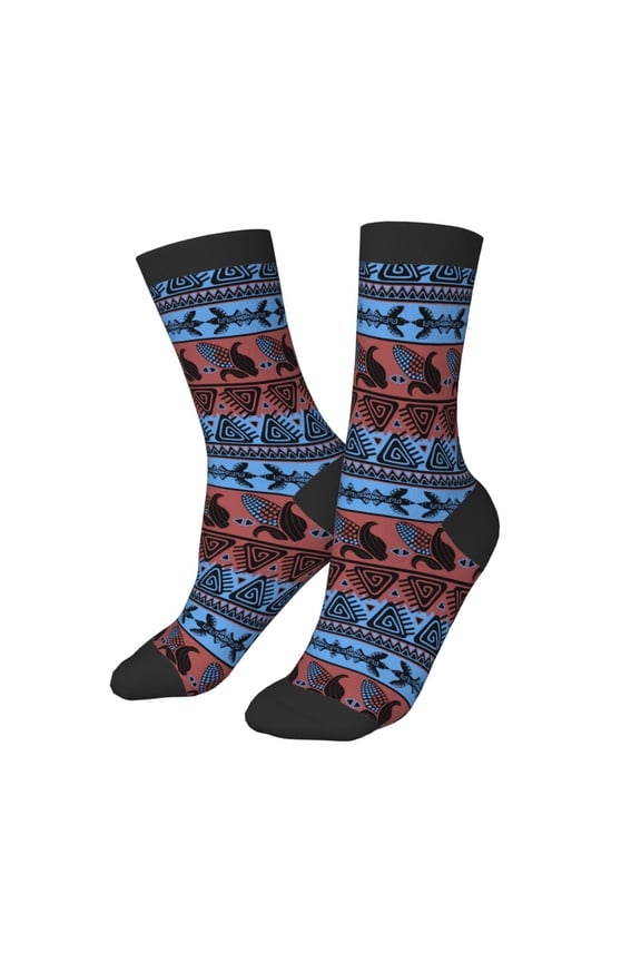 Kids Girls Boys Socks - Vintage Corn Pattern in Red Blue Comfort Breathable Crew Socks for Boys Girls Kids, Soft Athletic Running Socks for Boys Socks 6-10 Years Old