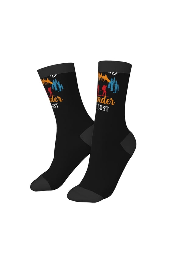 Kids Girls Boys Socks - Not All Who Wander Are Lost Hiking Comfort Breathable Crew Socks for Boys Girls Kids, Soft Athletic Running Socks for Boys Socks 6-10 Years Old