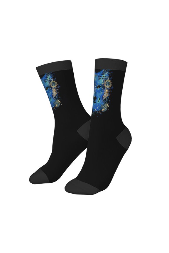 Kids Girls Boys Socks - Wolf Boho Comfort Breathable Crew Socks for Boys Girls Kids, Soft Athletic Running Socks for Boys Socks 6-10 Years Old