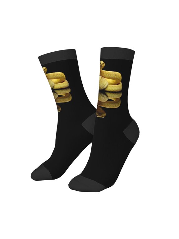 Kids Girls Boys Socks - Yellow White-Lipped Pit Viper Comfort Breathable Crew Socks for Boys Girls Kids, Soft Athletic Running Socks for Boys Socks 6-10 Years Old