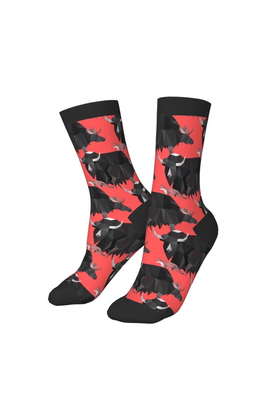 Kids Girls Boys Socks - abstract yak moose fox red cool Comfort Breathable Crew Socks for Boys Girls Kids, Soft Athletic Running Socks for Boys Socks 6-10 Years Old