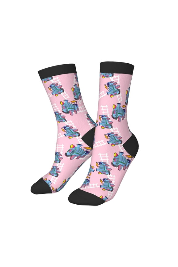 Kids Girls Boys Socks - cartoon Trains Pattern Comfort Breathable Crew Socks for Boys Girls Kids, Soft Athletic Running Socks for Boys Socks 6-10 Years Old