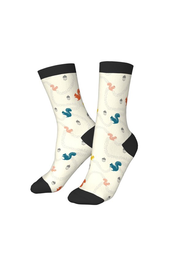Kids Girls Boys Socks - colorful Squirrel Nuts Comfort Breathable Crew Socks for Boys Girls Kids, Soft Athletic Running Socks for Boys Socks 6-10 Years Old