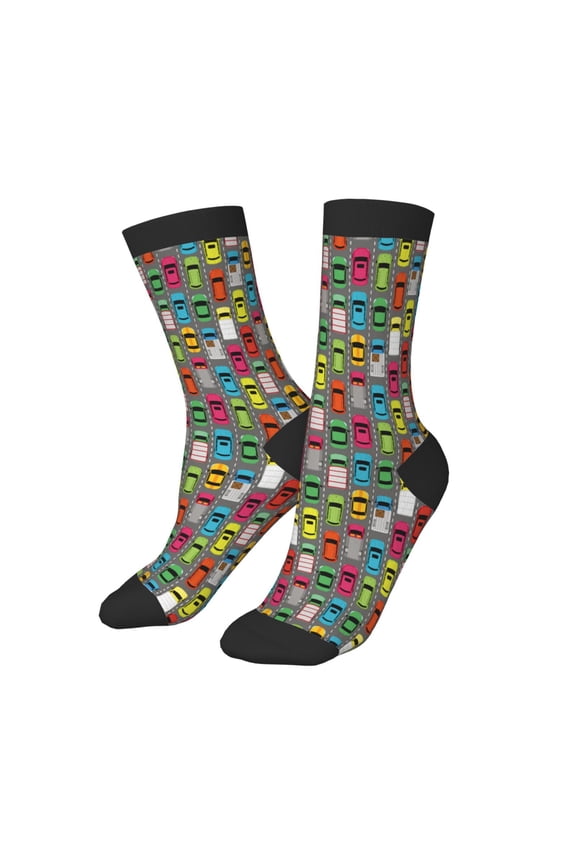 Kids Girls Boys Socks - colorful cars Comfort Breathable Crew Socks for Boys Girls Kids, Soft Athletic Running Socks for Boys Socks 6-10 Years Old