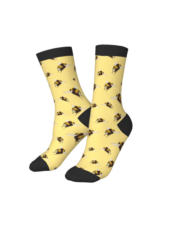 Kids Girls Boys Socks - funny bumblebees yellow Comfort Breathable Crew Socks for Boys Girls Kids, Soft Athletic Running Socks for Boys Socks 6-10 Years Old