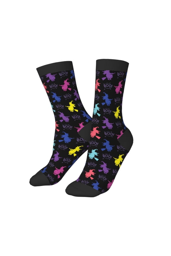 Kids Girls Boys Socks - halloween boo witch colorful Comfort Breathable Crew Socks for Boys Girls Kids, Soft Athletic Running Socks for Boys Socks 6-10 Years Old