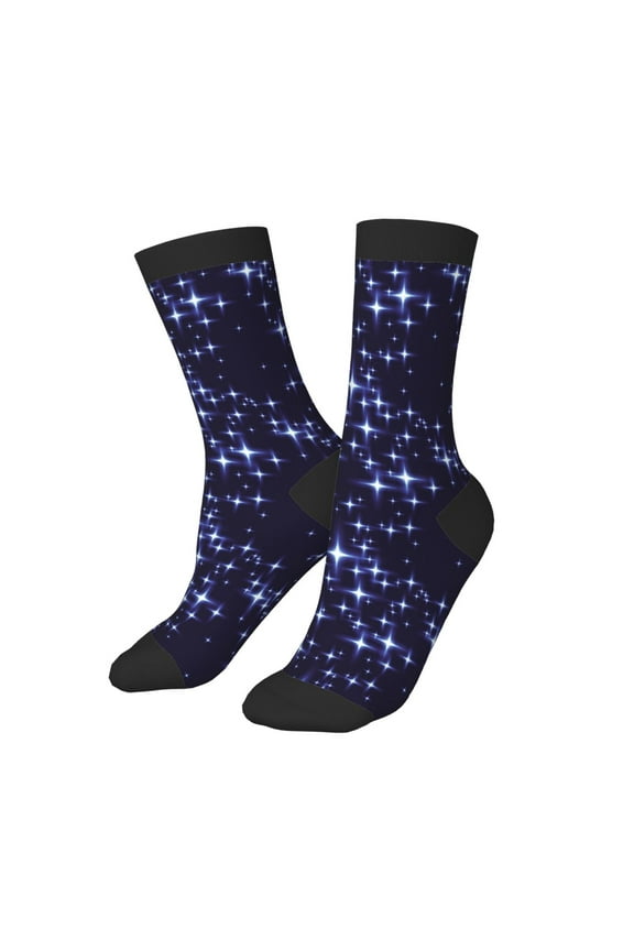 Kids Girls Boys Socks - shining stars sky navyblue Comfort Breathable Crew Socks for Boys Girls Kids, Soft Athletic Running Socks for Boys Socks 6-10 Years Old