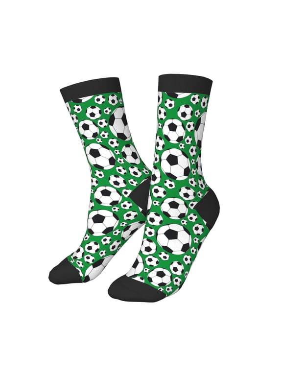 Kids Girls Boys Socks - soccer balls green print Comfort Breathable Crew Socks for Boys Girls Kids, Soft Athletic Running Socks for Boys Socks 6-10 Years Old