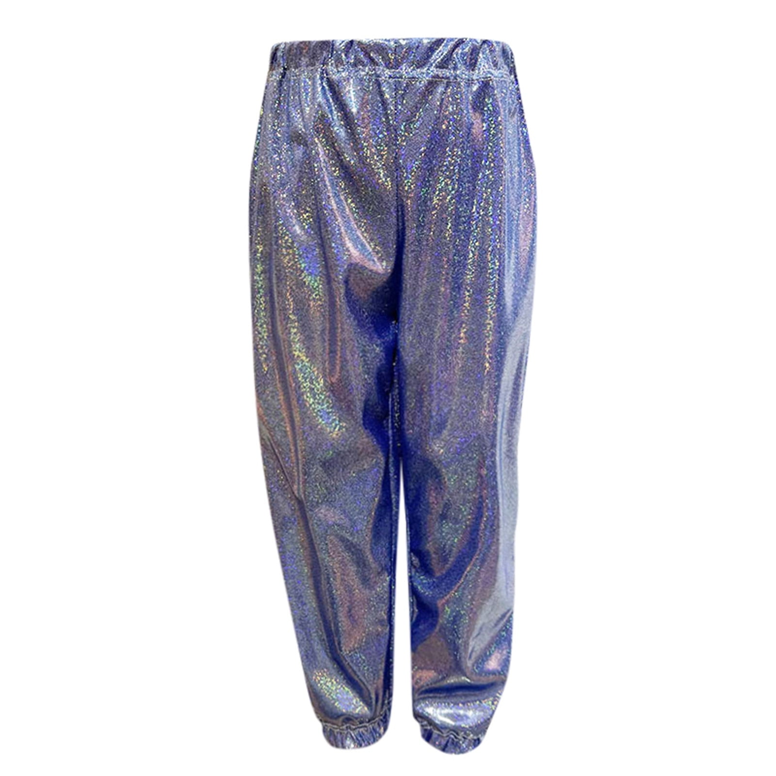 Kids Girls Boys Sparkly Metallic Harem Dance Pants Loose Fit For Modern ...