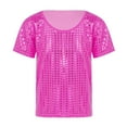 thumbnail image 1 of Kids Girls Boys Sparkly Sequined Hop Jazz Dance T-Shirt Loose Top Performance Festival Party Costum,Z3-Hot Pink,4-5 Years, 1 of 5
