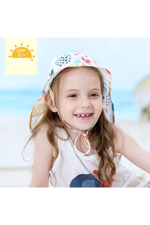 Kids Girls Boys Sun Hat Wide Brim UPF50+ Mesh Hats with Neck Flap 45 suitable for ages 4-12 months