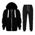 thumbnail image 1 of Kids Girls Boys Sweatsuit Set 2 Piece Long Sleeve Black Zipper Hoodie Jogging Pants Winter Clothes Boys' Tracksuits 3-4 Years, 1 of 7