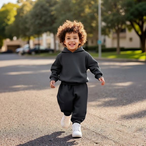 Kids Girls Boys Sweatsuit Set 2 Piece Long Sleeve Gray Tracksuit Hoodie and Jogger Sweatpants Fall Clothes Boys Outfits Size 4T