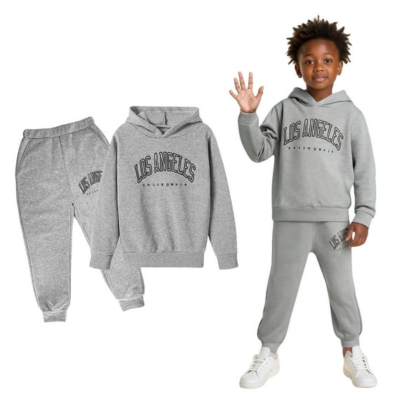 Kids Girls Boys Sweatsuit Set 2 Piece Long Sleeve Letter Graphic Basic Hoodie and Jogger Pants Winter Clothes Toddler Boys Clothes 5-6 Years
