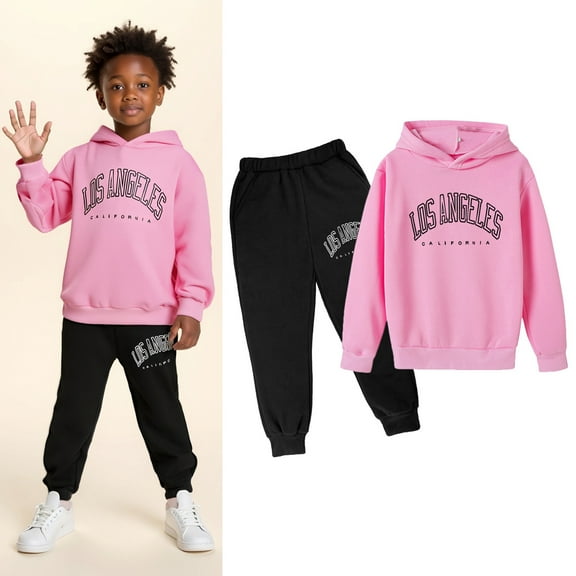Kids Girls Boys Sweatsuit Set,2 Piece Long Sleeve Letter Pattern Sweatshirt Sweatpants Fall Clothes Girls Size 5-6 Years Clothes