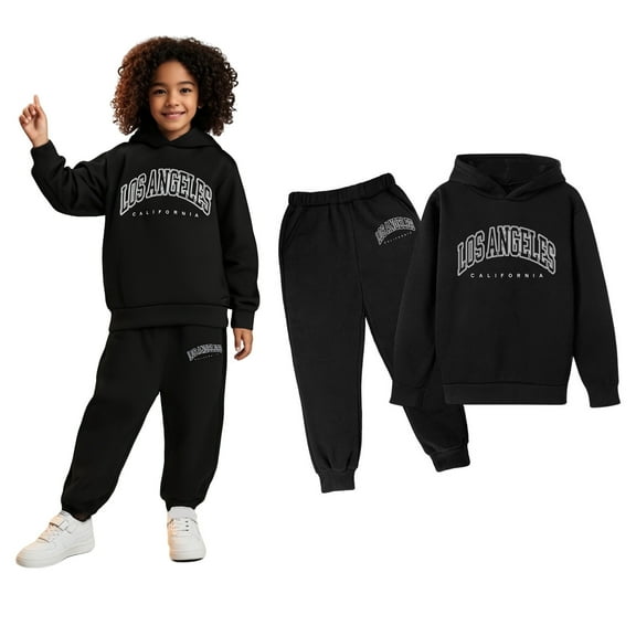 Kids Girls Boys Sweatsuit Set,2 Piece Long Sleeve Letter Pattern Tracksuit Hoodie Sweatpants Set Fall Clothes Clothes for Boys 4-5 Years