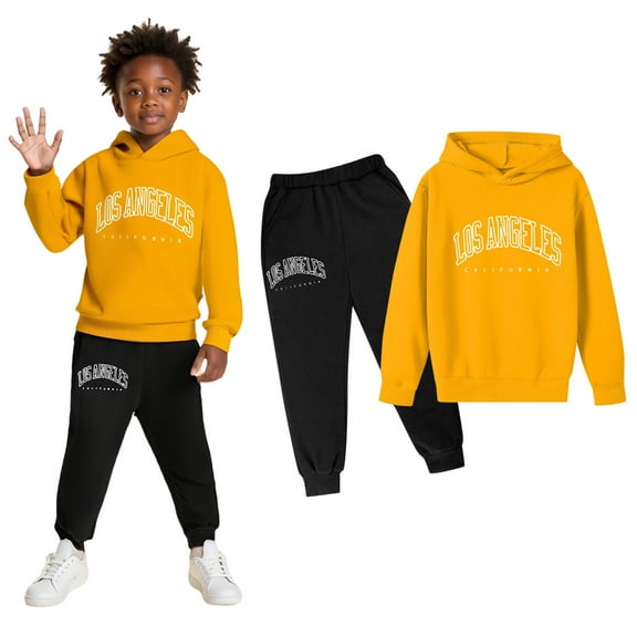 Kids Girls Boys Sweatsuit Set,2 Piece Long Sleeve Letter Pattern Tracksuit Hoodie and Sweatpants Fall Clothes Girls Set 7-8 Years