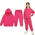 thumbnail image 1 of Kids Girls Boys Sweatsuit Set 2 Piece Long Sleeve Solid Hoodie and Jogger Sweatpants Fall Winter Clothes Clothes for 4-5 Years Old Girls, 1 of 4