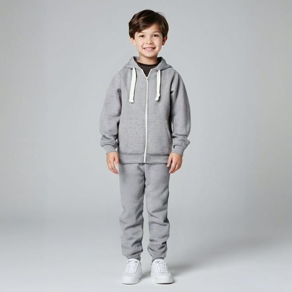 Kids Girls Boys Sweatsuit Set 2 Piece Long Sleeve Zip UpSolid Pullover Hoodie and Jogger Sweatpants Warm Fall Winter Clothes Boys Active Tracksuit Set 11-12 Years