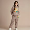 thumbnail image 1 of Kids Girls Boys Sweatsuit Set 2PC Long Sleeve Jesus Loves Me Tracksuit Pullover Hoodie Jogging Pants Winter Clothes Girls Sets 8-9 Years, 1 of 4