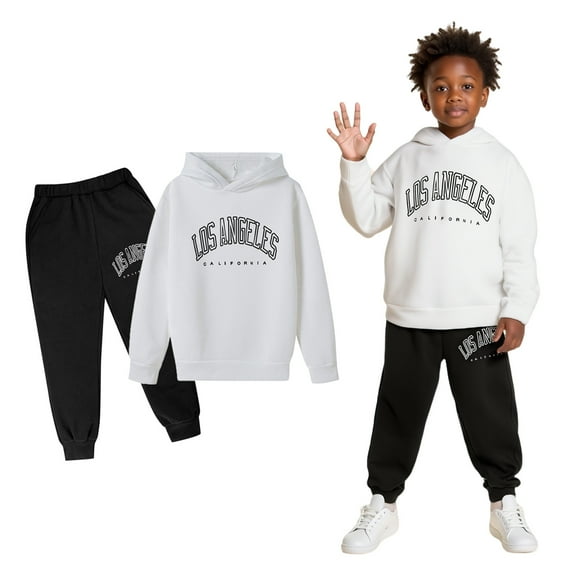 Kids Girls Boys Sweatsuit Set 2PC Long Sleeve Letter Graphic Basic Hoodie Leggings Pants Fall Clothes Boys Outfits Size 4-5 Years