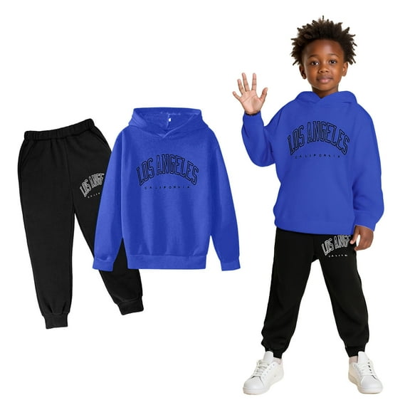 Kids Girls Boys Sweatsuit Set 2PC Long Sleeve Letter Graphic Basic Hoodie Leggings Pants Fall Winter Clothes Girls Set 7-8 Years