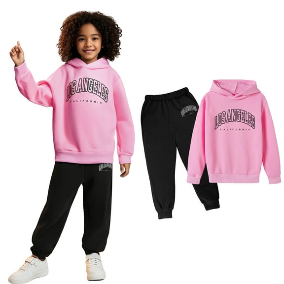 Kids Tracksuit Athletic Sweatsuits Sets 2 Piece Long Sleeve Letter Graphic Tracksuit Hoodie and Active Jogger Pants Fall Clothes Tracksuit Jogging Outfits Set 4-5 Years