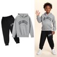 thumbnail image 1 of Kids Girls Boys Sweatsuit Set,2PC Long Sleeve Letter Pattern Hooded Sweatshirt Sweatpants Fall Clothes Size 4-5 Years Boys Clothes, 1 of 4