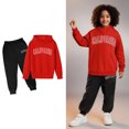 thumbnail image 1 of Kids Girls Boys Sweatsuit Set,2PC Long Sleeve Letter Pattern Hooded Sweatshirt and Jogger Sweatpants Fall Clothes 7-8 Years Old Boy Clothes, 1 of 3
