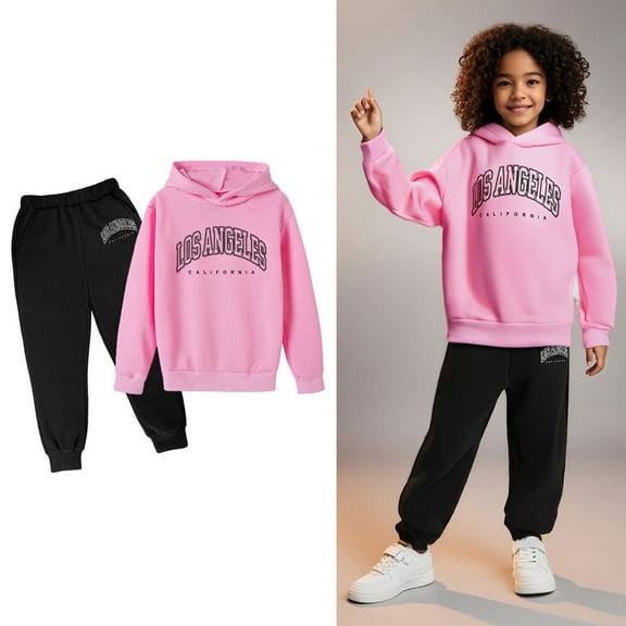 Kids Girls Boys Sweatsuit Set,2PC Long Sleeve Letter Pattern Hoodie Leggings Pants Fall Clothes Hoodie Set 3-4 Years