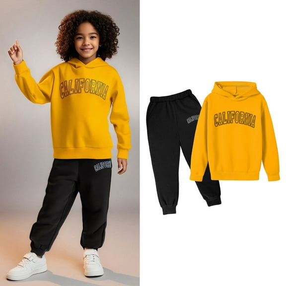 Kids Girls Boys Sweatsuit Set,2PC Long Sleeve Letter Pattern Tracksuit Pullover Hoodie Sweatpants Joggers Set Warm Fall Winter Clothes 3-4 Years Old Girl Clothes