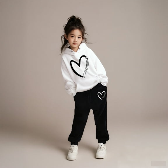 Kids Girls Boys Sweatsuit Set,2PC Long Sleeve White Basic Hoodie Jogger Set Fall Clothes Boys 4-5 Years Clothes Cute Boys Girls Clothing