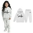 thumbnail image 1 of Kids Girls Boys Sweatsuit Set,2PC Long Sleeve White Hoodie Sweatshirt Jogging Pants Warm Fall Winter Clothes Boy Clothes 4-5 Years, 1 of 4