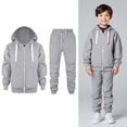 thumbnail image 1 of Kids Girls Boys Sweatsuit Set,2PC Long Sleeve Zip upLight Gray Pullover Hoodie Sweatshirt Jogging Pants Fall Winter Clothes 9-10 Years Girls Outfits, 1 of 6