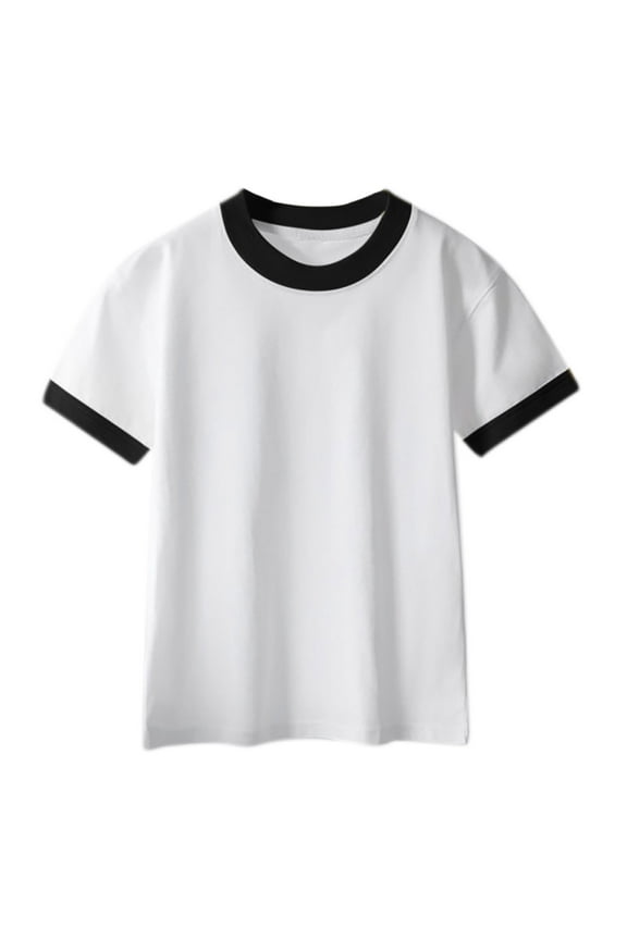 Kids Girls Boys T Shirts New Boys Girls Shirts Short Sleeve Shirt Girls T Shirts Soft Basic Tees Kids Tshirts Solid Summer Tops T-Shirt Style B-43 Black 2 Years