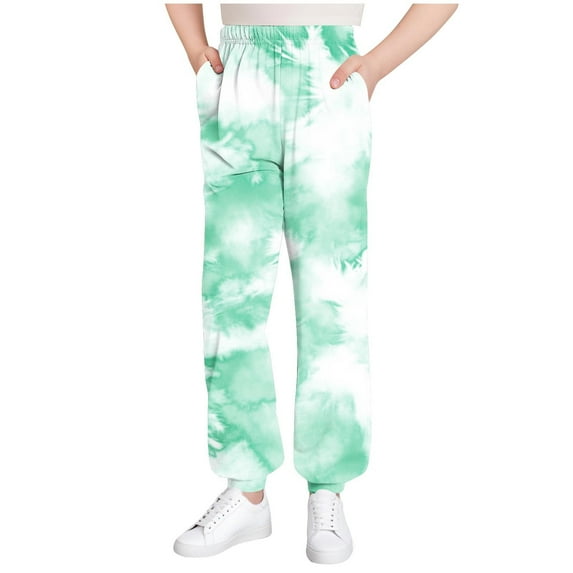 Kids Girls Boys Tie-dye Printed Sweatpants Quick Dry Athletic Pant Loose Boho Trousers Jogger Pants for 3-15 Years