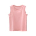 thumbnail image 1 of Kids Girls Boys Vests Solid Clothes 2-14 Years Summer Cotton Underwear Sleeveless Cami Crop Tank Tops Pink 5-6 Years, 1 of 4