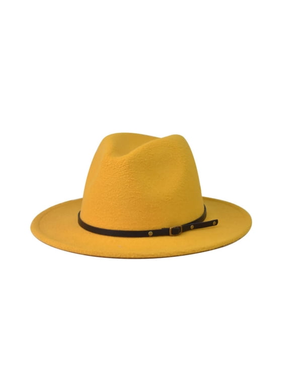 Kids Girls Boys Vintage Wide Brim Wool Felt Bowler Cap Floppy Fedora Hat