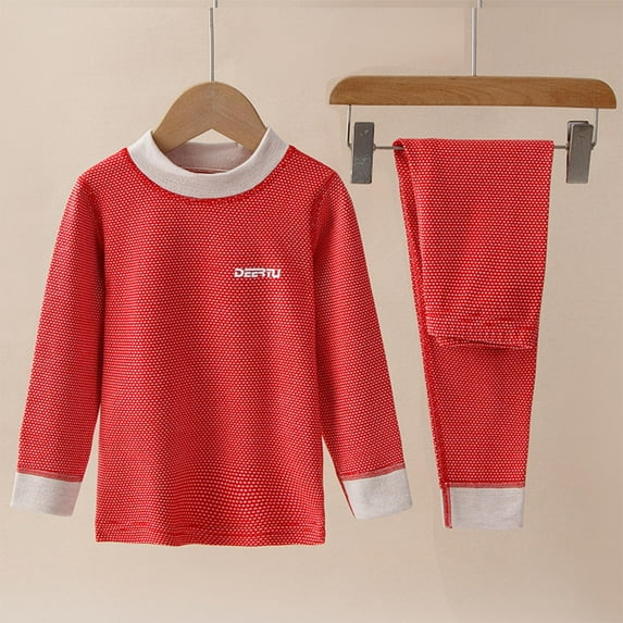 Kids Girls Boys Warm Fleece Thermal Underwear Set Long Sleeve Mock Neck Base Layer T-Shirt and Leggings Pants Set