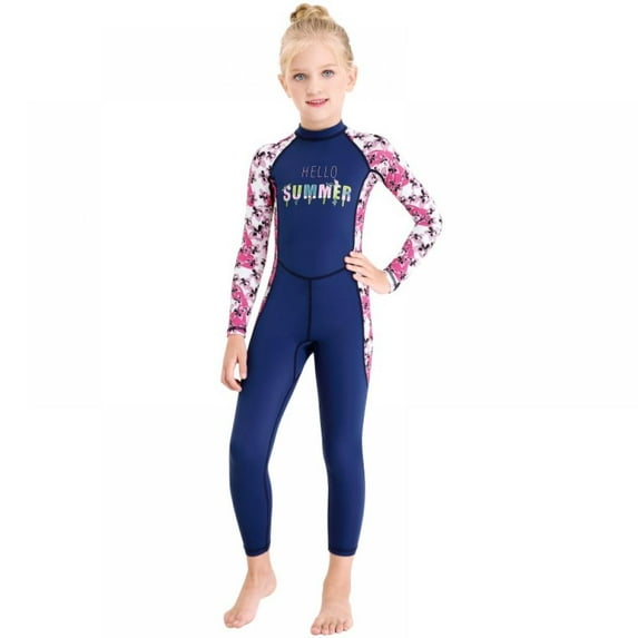 Kids Girls Boys Wetsuit Full Body Neoprene Thermal Swimsuit 2.5MM for Toddler Youth Children Teen, Long Sleeve Child Scuba Diving Surf Suit One Piece Sun Protection for Water Sports