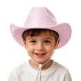 thumbnail image 1 of Kids Girls Boys Wide Brim Western Cowboy Cowgirl Hat with Wind Lanyard Hat, 1 of 7