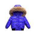 thumbnail image 1 of Kids Girls Boys Winter Coat Waterproof Jacket Cotton Coat Thick Hooded Down Outdoor Coats Blue 10-11Years, 1 of 4